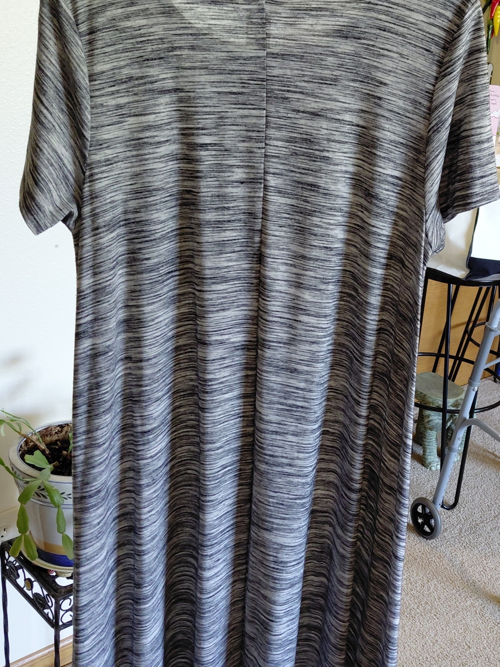 LuLaRoe Gray And Black Striped Midi Dress - Picture 3 of 3